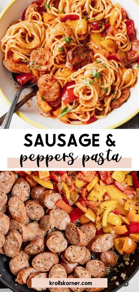 Italian Sausage And Peppers Pasta, Peppers Pasta, Sausage And Peppers Pasta, Italian Sausage And Peppers, Red Sauce Recipe, Sausage Peppers And Onions, Sausage Pasta Recipes, Red Sauce Pasta, Italian Sausage Pasta