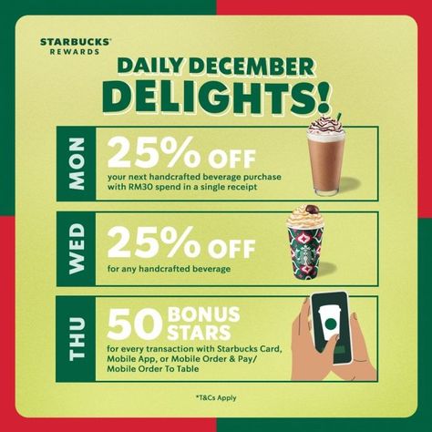 Starbucks Rewards Member December 2023 Promotions Promotion Social Media Design, Starbucks Promotion, Deals Design, Starbucks Store, Starbucks Rewards, Poster Food, Starbucks Card, Pizza Design, Retro Background