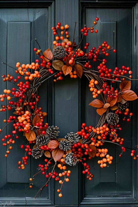 49 DIY Fall Wreath Ideas for a Beautiful Autumn Fall And Winter Decorations, Fall Wreath Aesthetic, Wreath Fall Diy, Diy Natural Fall Wreath, Diy Fall Reef, Autumn Outside Decor, Fall Wreath Inspiration, Autumn Decor Diy Ideas, Cool Fall Crafts