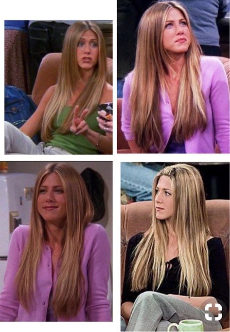 Friends Rachel Green’s long hair Rachel With Long Hair, Long Hair Rachel Green, Rachel Friends Long Hair, Long Hair Jennifer Aniston, Rachel Green Straight Hair, Rachel Long Hair, Jenifer Aniston 90s Hair, Rachel Green Hair Long, Rachel Green Long Hair