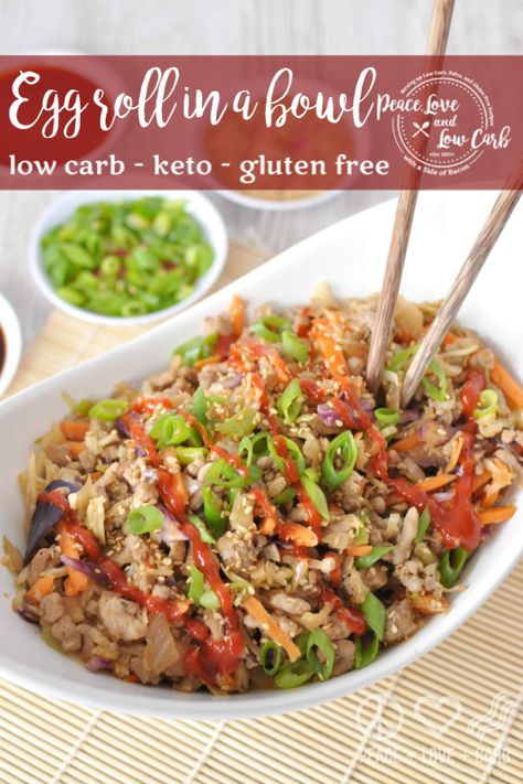 Paleo Pork Egg Roll in a Bowl (Crack Slaw) | Peace Love and Low Carb Peace Love And Low Carb, Pork Egg Rolls, Paleo Pork, Ground Pork Recipes, Egg Roll In A Bowl, Easy One Pot Meals, Meal Prep Bowls, Keto Paleo, Egg Roll