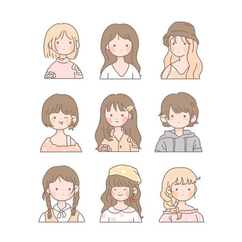 Cute Mini People Drawings, Cute Person Drawing Cartoon, Cute Cartoon People Drawings, Cute Doodles Of People, Different Styles Of Drawing People, Cute People Illustration, Cute Cartoon Style, Cute Girl Drawing Cartoon, Cute People Doodles