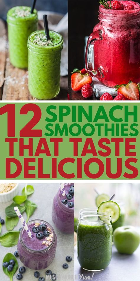 Best SPINACH SMOOTHIE recipes! Healthy for weight loss, protein, detox, energy or other benefits. Sweet frozen green drinks that taste good even for kids with ingredients like peanut butter, strawberry, pineapple, banana, blueberry, blackberry, raspberry, mango, chocolate, apple, peach, berry, greek yogurt, orange, avocado, other fruit, ginger cucumber, kale, almond milk, oatmeal and more. Easy, delicious smoothies that are simple to prep for breakfast in a bowl. Low carb, keto, dairy free ... Spinach Smoothie Recipes Healthy, Best Spinach Smoothie Recipe, Almond Milk Oatmeal, Spinach Smoothie Recipes, Mango Chocolate, Smoothies Vegan, Veggie Smoothies, Fruit Smoothie Recipes Healthy, Smoothie Recipes Strawberry