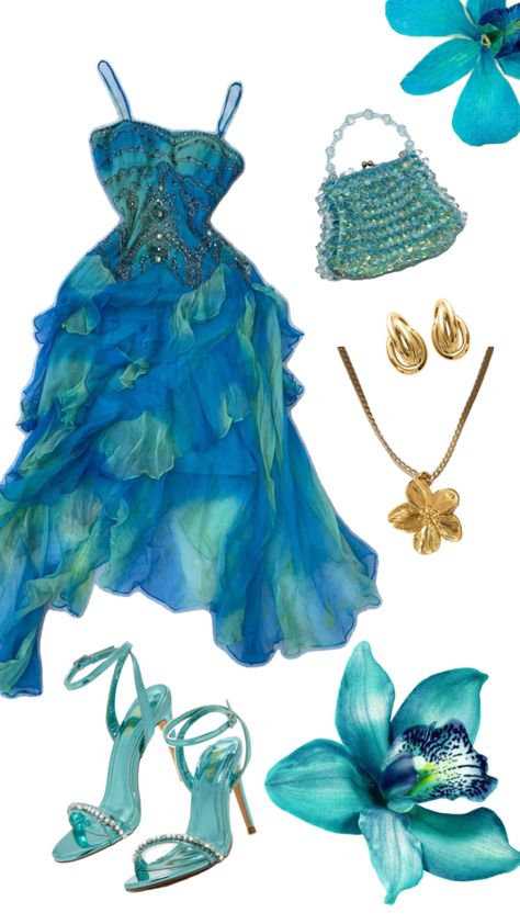 #fashion Aquamarine Outfit, Sirens Fashion, Aqua Outfit, Mood Board Fashion Inspiration, Sabrina Carpenter Outfits, Sewing Barbie Clothes, Mermaid Outfit, Evening Outfits, Mood Board Fashion