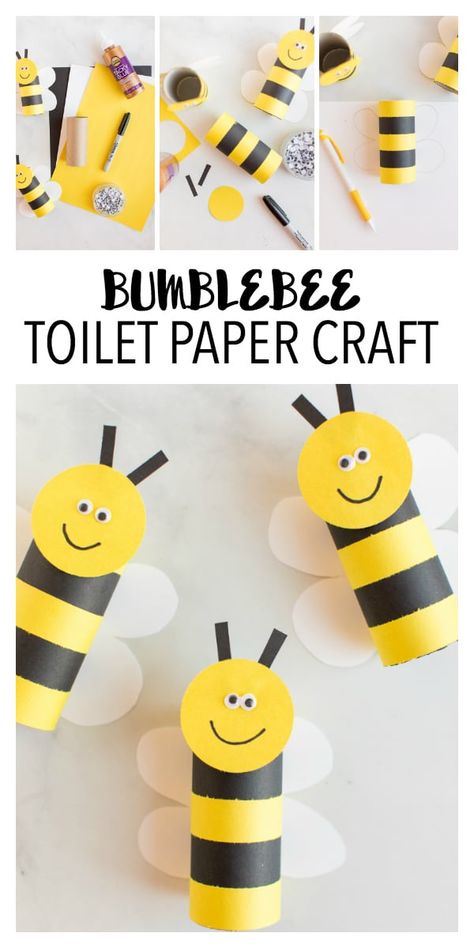 Recycled Toilet Paper Rolls Ideas, Making Bees Craft, Bumblebee Craft Preschool, Crafts Using Toilet Paper Rolls, Bumblebee Crafts, Bumblebee Craft, Palm Sunday Crafts, Cute Bees, Bee Crafts For Kids