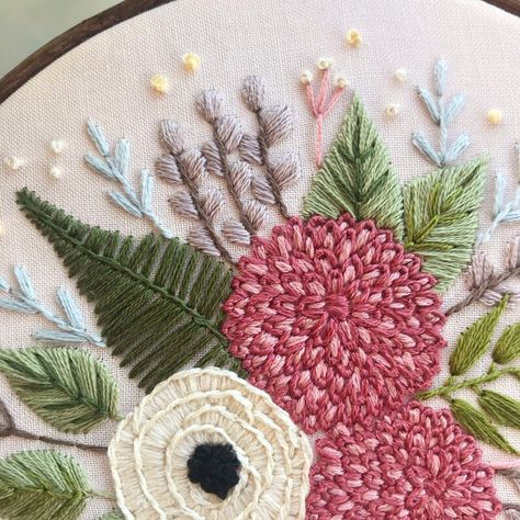 Protea Progress 4BB Embroidery Hoop Decor, Rose Embroidery Pattern, Pdf Embroidery Pattern, Beginner Embroidery, Beginner Embroidery Kit, Crewel Embroidery Kits, New Embroidery, Floral Embroidery Patterns, Hand Embroidered Flowers