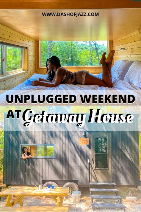 Want to visit Getaway House? Read this travel guide about Getaway Houston to plan a Texas vacation. Includes a discount code, Getaway cabin details, travel tips, and minimal glamping packing list from Dash of Jazz #dashofjazzblog #getawayhouse #getawayhouston #getawaycabins Cabin Getaway Packing List, Glamping Packing List, Cabin Trip Packing List, Cabin Packing List, Getaway House, Getaway Cabin, Cabin Weekend, Houston Travel, Explore Houston