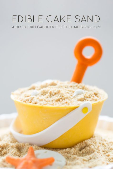 Make edible sand from cake | great for summer cakes | DIY Cake Tutorial by Erin Gardner for TheCakeBlog.com How To Make Sand, Edible Sand, Beach Cakes, Cake Blog, Fondant Figures, Edible Cake, Cake Decorating Tutorials, Cake Toppings, Cake Decorating Tips