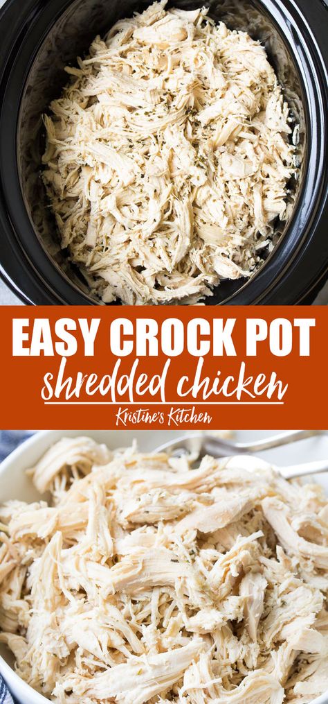 Crock Pot Shredded Chicken, Recipes For Sandwiches, Healthy Crockpot Chicken, Crockpot Shredded Chicken, Crockpot Chicken Recipe, Shredded Chicken Crockpot, Easy Shredded Chicken, Chicken Crockpot Recipes Healthy, Slow Cooker Shredded Chicken