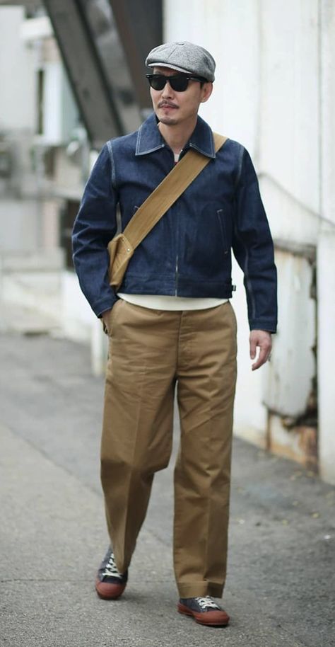 Americana Outfit Men, Japanese Workwear Fashion Mens, Japan Americana Style, Japan Outfit Men, Japan Workwear, Japanese Americana Fashion, Japanese Americana Fashion Men, Workwear Outfit Men, Workwear Vintage Menswear