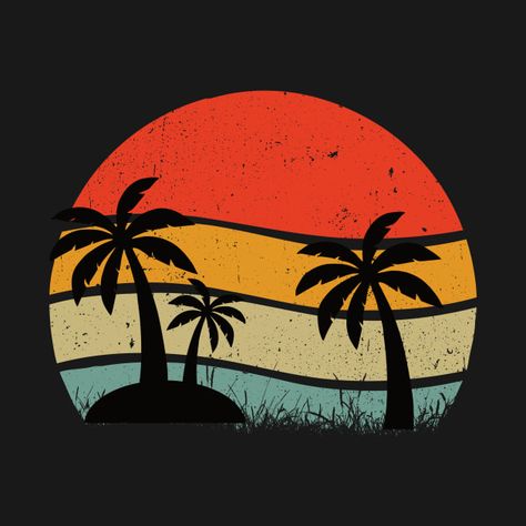 Check out this awesome 'Vintage+Retro+Sunset+%26+Palm+Trees' design on @TeePublic! Sunset Palm Trees, Palm Trees Wallpaper, Pot Design, Coconut Palm Tree, Beach Cards, Retro Vector, Retro Sunset, Vintage T Shirts, Pot Designs