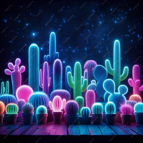 Premium Photo | Glowing neon cactus background Quaint Decor, Neon Desert, Neon Cowboy, Cactus Background, Cactus Backgrounds, Neon Cactus, Cactus Drawing, Wall Painting Decor, Painting Decor