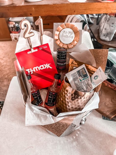 21st Birthday Baskets, 21st Birthday Baskets For Her, 21st Bday Basket, Bday Basket, 21st Birthday Basket, Birthday Baskets, Pink Whitney, Birthday Basket, Basket Gift