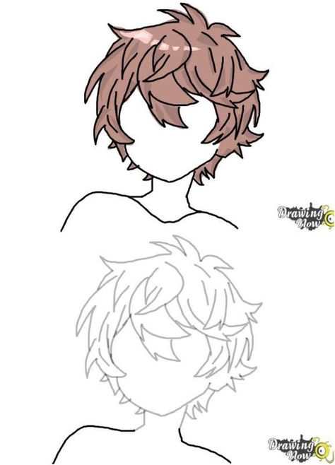 Boy Hair Drawing Sketches, Easy Boy Drawing, Short Fluffy Hair, Easy Hair Drawings, Boy Hair Drawing, Short Hair Drawing, Anime Face Drawing, How To Draw Anime, Anime Boy Hair