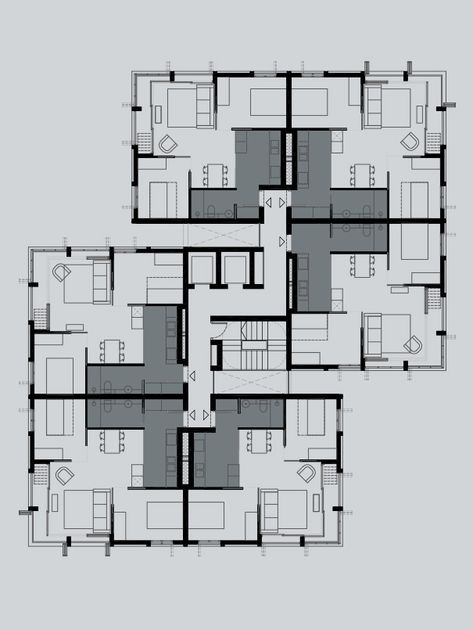 Hiha Studio Condominium Floor Plan, Triangular Architecture, Hotel Room Design Plan, Residential Building Plan, Social Housing Architecture, Building Design Plan, 2d Floor Plan, Residential Building Design, Apartment Floor Plan