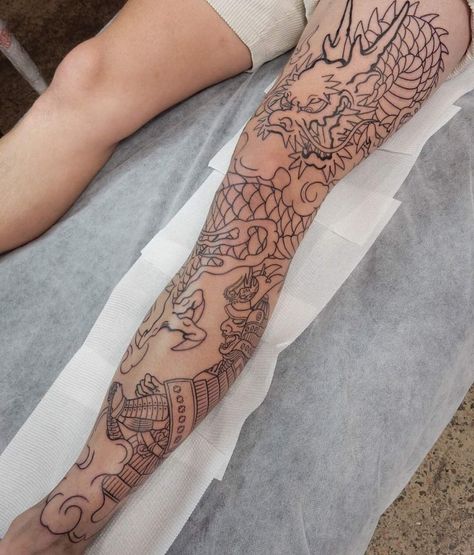 Shin Tattoo Men Japanese, Japanese Style Leg Sleeve, Dragon Full Leg Tattoo, Japanese Shin Tattoo, Dragon Tattoo For Men Leg, Men’s Shin Tattoo, Leg Tattoos Dragon, Dragon Leg Tattoo Men, Dragon Tattoo On Leg