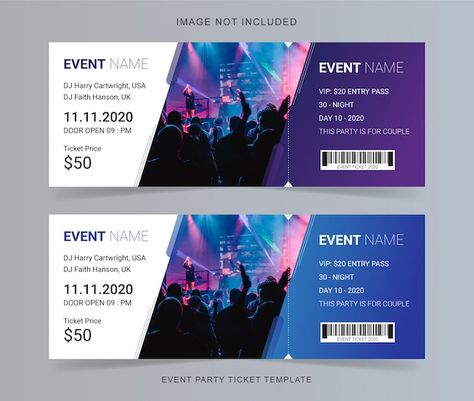 Template Tiket, Event Badge Design, Ticket Design Template, Party Design Poster, Event Ticket Template, Concert Ticket Template, Event Invitation Design, Voucher Design, Party Tickets