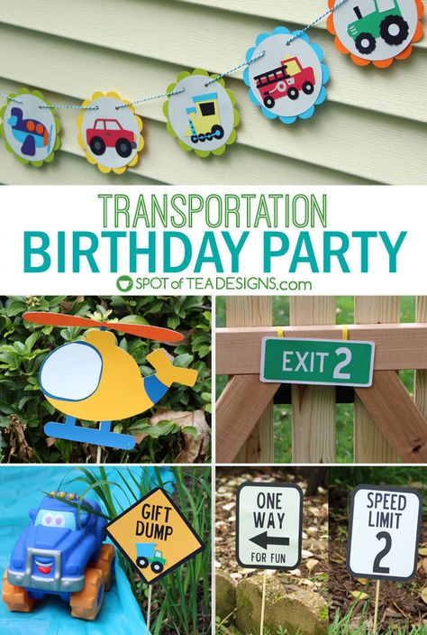 Transportation Birthday Theme, Transportation Birthday Party, Transportation Party, Transportation Birthday, Fall Birthday Parties, Third Birthday Party, 2nd Birthday Party Themes, Trucks Birthday Party, Train Birthday