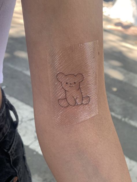 Fine Line Teddy Bear, Fine Line Bear Tattoo, Teddy Bear Tattoo Small Simple, Teddy Tattoo, Small Black Tattoos, Black Ink Tattoo, Tattoo Fine Line, Minimalistic Tattoo, Tattoo Cute