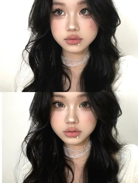 Makeup Ideas Chinese, Asian Aesthetic Makeup, Make Up Looks Douyin, Asian Makeup Douyin, East Asian Style, China Doll Aesthetic, Douyin Makeup Non Asian, Chinese Doll Makeup, Douyin Makeup Look Natural