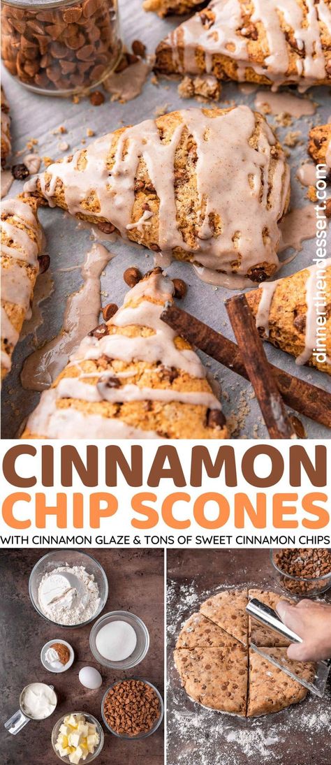 Diy Cinnamon Chips, Sourdough Scones Cinnamon, Cinnamon Chips Recipes, Cinnamon Baking Chips, Soft Scones, Cinnamon Roll Scones, Cinnamon Chip Recipes, Sour Cream Scones, Cinnamon Scones Recipe