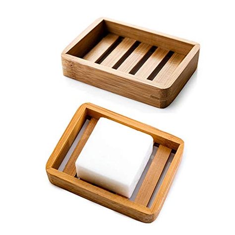 Kaxich Lot de 2 vasques en bois de bambou Kaxich Soap Storage, Wood Soap Dish, Wooden Soap Dish, Facial Bar, Tray Plate, Kitchen Vanity, Shower Soap, Dish Drainers, Conditioner Bar