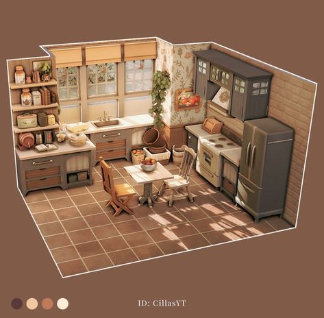 Sims Decoration Ideas, Sims 4 Houses Interior No Cc, Kitchen Layout Double Galley, Sims 4 Room Designs, Cute Sims House, Kitchen Layout Ideas L Shaped, Sims 4 Ideas House, Sims House Interior, Sims Decor Ideas