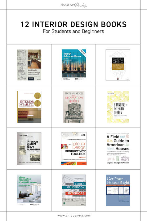 Learn all there is about interior design from these suggested books for beginners and students.   #InteriorDesign #HomeDecor #style #decorstyle #interiordesigninspo #homedecortips #designguides #homedecorlove #art #follow #Followme #design #lifestyle #pinteresttrends #designtips #decorguide #chiquenest #trending #books #designbooks #interiordesignbooks #architecture #architecturebooks Books On Interior Design, Books For Interior Designers, Best Interior Design Books, Interior Design Study Notes, Architecture Room Design, Books Interior Design, Archi Student, Interior Design Major, Interior Design For Beginners