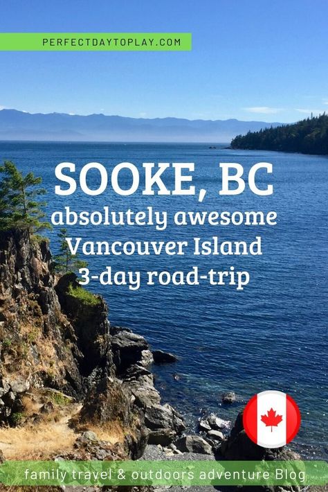 Our perfect Vancouver Island road trip 3-day itinerary: stay at Sooke, BC, explore Juan De Fuca Marine trail, hike to Mystic Beach, travel to Botanical Beach, visit Port Renfrew. Vancouver Island offers most breathtaking coastlines in British Columbia (and Canada)! All things to do on Vancouver Island and around Sooke we recommend are kids-friendly. If you've been to Tofino and Victoria already, this three-day road trip to Sooke could be your next amazing family adventure! REPIN and enjoy! Day Trips From Victoria Bc, Sooke Bc, Hiking Canada, Travel Bc, Port Renfrew, Botany Bay, Canada Road Trip, Travel Canada, Hiking With Kids