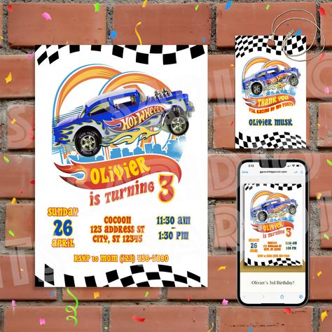 Hot Cars Birthday Invitation , Wheels Birthday Invitation , Race Cars Invitation, Birthday Invitation, Thank You Tags | HW01 Hotwheels Birthday Invitation, Hot Wheels Birthday Invitations, Hot Wheels Invitations, Meme Party, Cars Invitation, Party Monster, Cars Birthday Invitations, Hot Wheels Party, Hot Wheels Birthday