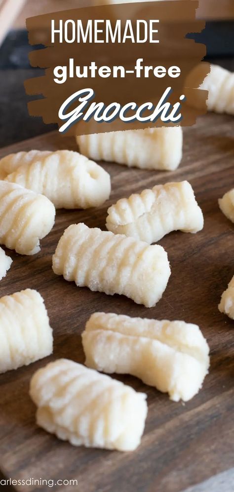 Whether you are an Italian newbie or an experienced gluten free cook, you are going to love this easy homemade gluten free gnocchi recipe! You can slather this fluffy pillow-like pasta in many different sauces for an easy dinner. This is made with simple ingredients, potatoes, flour, egg, and salt. Gluten Free Gnocchi Recipes, Gluten Free Italian Recipes, Gluten Free Ravioli, Different Sauces, Gnocchi Recipes Homemade, Gluten Free Gnocchi, Gluten Free Italian, Gnocchi Recipe, Homemade Gnocchi