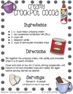 A recipe and method to serve hot chocolate in the classroom!!!  I really needed this for Polar Express! Crockpot Cocoa, Polar Express Party, Crockpot Hot Chocolate, Hot Cocoa Bar, Hot Chocolate Bars, Cocoa Bar, Hot Chocolate Recipes, Polar Express, Holiday Treats