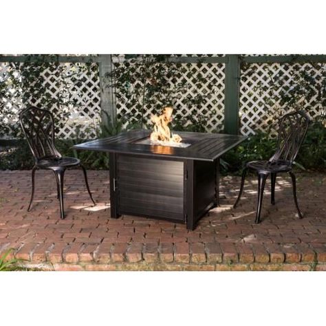 Fire Sense - 62412 - Palmetto Aluminum Square LPG Fire Pit Rectangular Gas Fire Pit, Square Patio Table, Brick Fire Pit, Natural Gas Fire Pit, Outdoor Fire Pit Table, Rectangular Fire Pit, Propane Fire Pit Table, Portable Fire Pits, Outdoor Patio Table