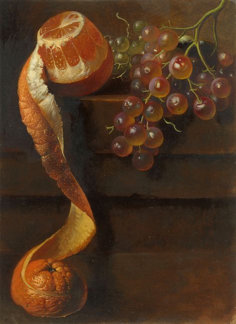 Still life, with wonderful unfurled orange peel, by Dutch still-life specialist Albertus Steenbergen. (Image source: Rijksmuseum) Peeled Orange, Dutch Still Life, Tableaux Vivants, Bunch Of Grapes, Grape Bunch, Foto Art, Old Paintings, Still Life Art, Classical Art