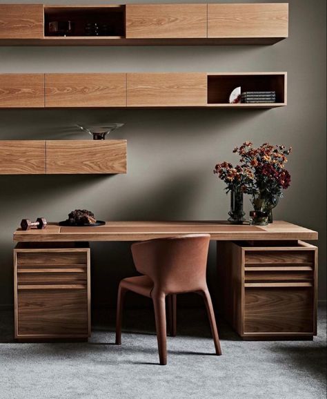 Timber Desk, Office Drawer Organization, Desk With File Drawer, Tan Leather Sofas, Leather Inlay, Elegant Lighting Fixtures, Beautiful Desk, Wall Units, Smart Storage