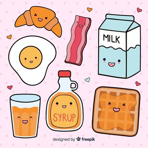 Doodles Kawaii, Doodles Bonitos, Zestaw Ikon, Arte Do Kawaii, Images Kawaii, Cute Food Drawings, Cute Food Art, Buku Skrap, Kawaii Doodles