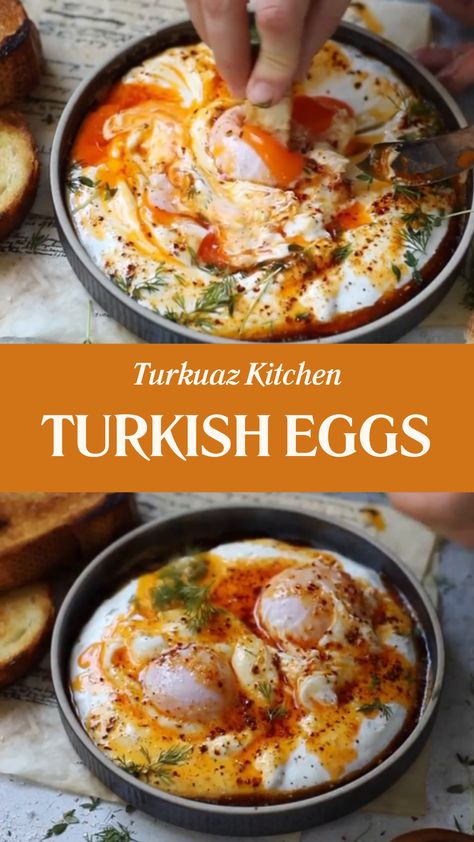 Turkuaz Kitchen Turkish Eggs Jewish Breakfast, Turkish Food Traditional, Courtney Williams, Yogurt Sour Cream, Turkish Recipe, Moroccan Breakfast, Turkish Eggs, Breakfast Cocktails, Cocktail Sausages