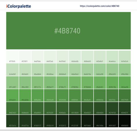 Color space information #4b8740 | Pantone 17-0145 Tpx Online Lime. Similar Pantone Color name Information, Color Schemes, Light / Darkshades, Tones, Similar Colors , Preview the color and download Photoshop swatch and solid color background image Pantone Color Book, Space Information, Summer Color Palettes, Pantone Color Chart, Hexadecimal Color, Pantone Palette, Hex Color, Beige Color Palette, Code Color