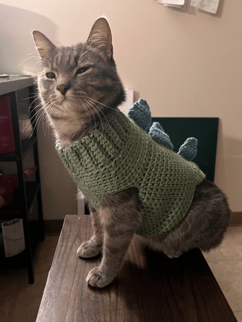 How To Crochet A Cat Sweater, Sphynx Cat Sweater, Crochet Sweaters For Cats, Crochet Cat Halloween Costume Free Pattern, Granny Square Cat Sweater, Crochet Sweater For Cat, Crochet Cat Dress, Crochet Cat Outfits, Cat Crochet Clothes