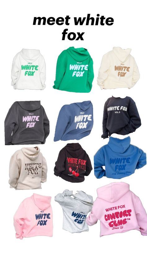 meet white fox>>>#whitefox#hoodies#comfy White Fox Vol 3 Hoodie, Whitefox Hoodies Outfits, White Fox Outfits Hoodie, Whitefox Boutique Hoodie, Whitefox Hoodies, White Fox Sweatshirt, Whitefox Boutique Outfit, White Fox Clothes, White Fox Hoodies