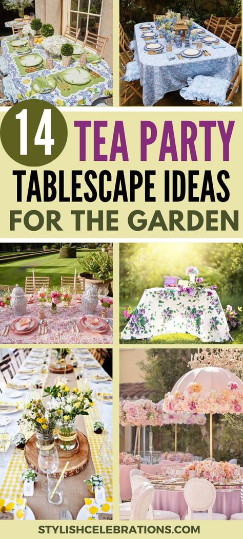 Elegant Tea Party Table Settings Ideas For the Garden Tea Party Table Settings Ideas, High Tea Decorations, Casual Tea Party, Afternoon Tea Table Setting, Tea Party Table Decorations, Tea Party Tablescape, Ideas For The Garden, Easy Decor Ideas, Outdoor Tea Parties