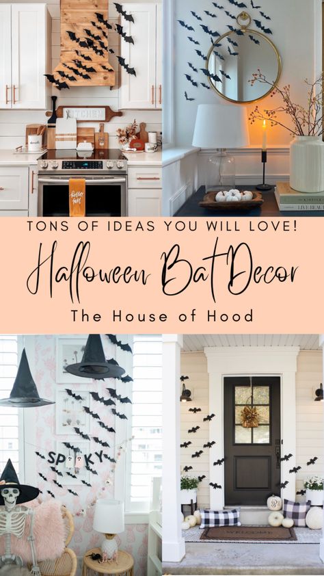 How To Decorate With Bats For Halloween, Bat Stickers Wall Decals, How To Arrange Bats On Wall, Bat Display Halloween, Bats On Fireplace Halloween, Wall Bats Halloween, Bats Around Tv, Bats On Wall Halloween Decor, Bats Decoration Halloween