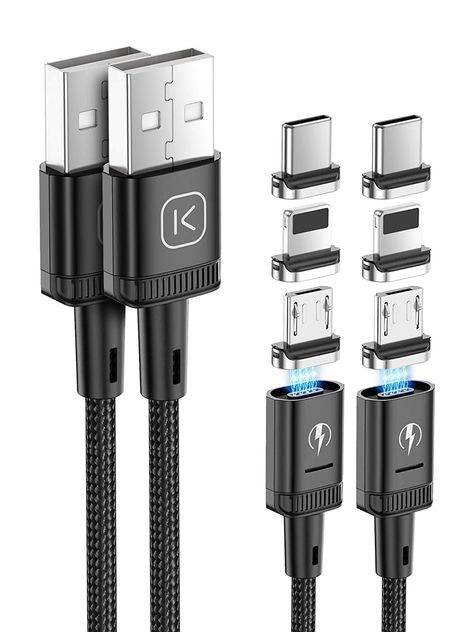 PRICES MAY VARY. 【Kuulaa 3 in 1 Magnet Phone Charger】Support QC 3.0 Fast charging & Data Sync, Type-C output: 9V/2A or 5V/3A for 3.3ft, Micro output: 5V/2.4A for 3.3ft, iProduct output: 5V/2.4A for 3.3ft, specially designed for elderly, kids, drivers, vision impaired, elders and handicapped persons. This magnetic charging cable is designed with stable magnet connection, 18W fast charging speed, sturdy noylon material. 【Certified 18W Fast Charging】This magnetic phone charger cord support maximum Magnetic Charging Cable, Charger Cord, Phone Cables, Charging Cord, Data Transfer, Data Transmission, Phone Charging, Phone Charger, Novelty Gifts