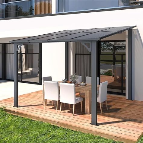 Amazon.com : AECOJOY 8' x 8' Gazebo for Patio, Small Wall-Mounted Lean to Gazebo Pergola with Roof (64 Sq.Ft Shaded) on Clearance, Hard Top Heavy Duty Awnings for Decks, Backyard and More : Patio, Lawn & Garden Awnings For Decks, Lean To Gazebo, Patio Decks, Wall Mounted Pergola, Aluminum Patio Covers, Aluminum Gazebo, Hardtop Gazebo, Gazebo Canopy, Aluminum Pergola