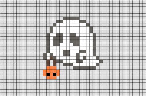 Ghost Pixel Art from BrikBook.com #Ghost #Spirit #Scary #Halloween #pixel #pixelart #8bit Shop more designs at http://www.brikbook.com Small Ghost Cross Stitch, Easy Pixel Art Black And White, Ghost Perler Bead Patterns, Pixel Art Pattern Halloween, Acnh Halloween Designs, Scary Pixel Art, Pixel Art Ghost, Small Pixel Art Ideas, Animal Crossing Pixel Art