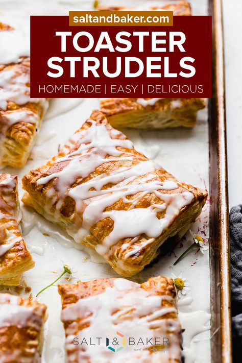 Toaster Strudel Recipe, Berry Strudel, Homemade Toaster Strudel, Phyllo Recipes, Almond Glaze, Toaster Strudel, Pepperidge Farm Puff Pastry, Strudel Recipes, Puff Pastry Filling