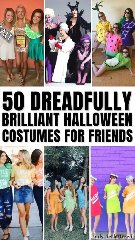 50 Dreadfully Brilliant Halloween Costumes for Friends! Halloween Costumes For Friends, Costumes For Friends, Funny Group Halloween Costumes, Pun Costumes, Office Halloween Costumes, Best Group Halloween Costumes, Halloween Costume Puns, Quick Halloween Costumes, Clever Costumes