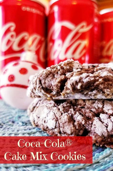 Coca-Cola® Cake Mix Cookies | This easy cookie recipe tastes just like your favorite soda! Cake Mix Cookies Recipes Easy, Cake Mix Cookies Recipes, Easy Cake Mix Cookies, Cookies Recipes Easy, Cola Recipe, Crackle Cookies, Coca Cola Cake, Cola Cake, Gooey Cookies