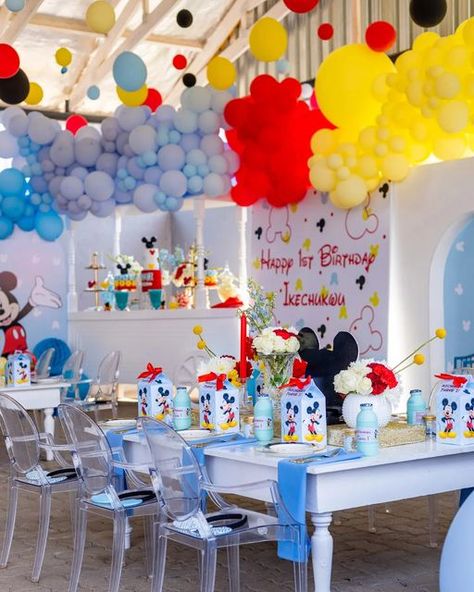 Mickey Mouse Club House Birthday Decorations, Mickey And Friends Birthday Decorations, Colorful Mickey Mouse Party, Mickey Mouse Club House 1st Birthday, Mickey Mouse Club House Party, Mickey Mouse Clubhouse Birthday Party Decorations, Mickey Mouse Funhouse Birthday, Party Concept, 1st Birthday Celebration