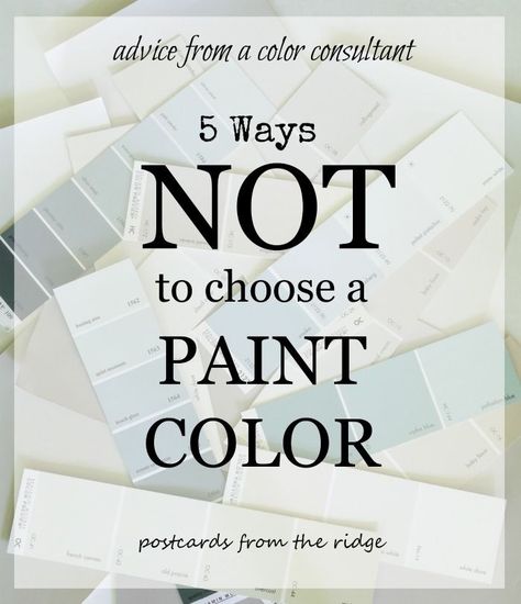 How NOT to choose a paint color. Plus the best ways to pick them. Great tips for narrowing down the gazillion choices! Postcards from the Ridge Indoor Paint Colors, Painted Interior Doors, Interior Paint Colors Schemes, Dark Paint Colors, Front Door Paint Colors, Door Colors, Choosing Paint, Door Paint Colors, Revere Pewter